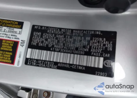 2010 Toyota Camry Le from USA, damaged, VIN 4T1BF3EK6AU106090